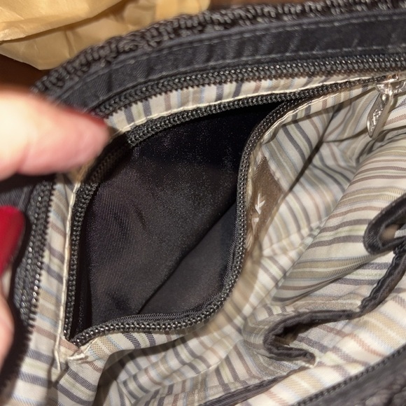 The SAK  shoulder bag  Small  crochet Black   nylon lining  exterior pocket NWOT - Picture 15 of 17